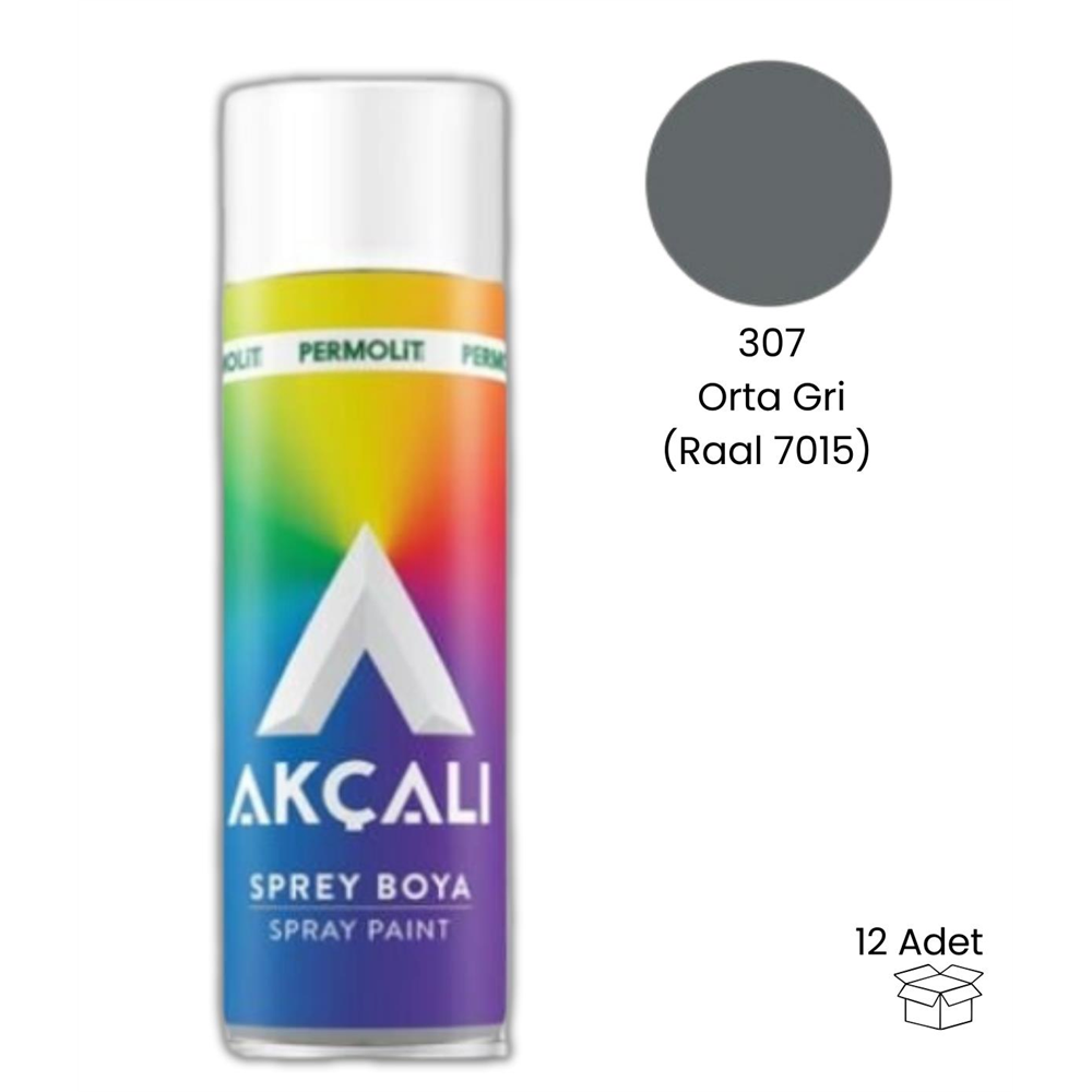 Akçalı 307 400 ml Orta Gri Sprey Boya (12 Adet)