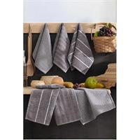6 lı Luna Naturel Mutfak Havlu Seti %100 Pamuklu 30X50 Cm Antrasit