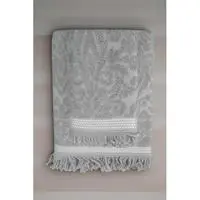 2 Parça Jakarlı Banyo Havlu Takımı %100 Pamuklu 90x150 Cm Arden Gri