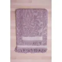 2 Parça Jakarlı Banyo Havlu Takımı %100 Pamuklu 90x150 Cm Arden Mor