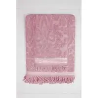 2 Parça Jakarlı Banyo Havlu Takımı %100 Pamuklu 90x150 Cm Arden Pembe