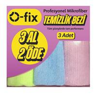 O-Fix Profesyonel Mikrofiber Temizlik Bezi 40 x 40 cm 3 Al 2 Öde - Karışık Renkler