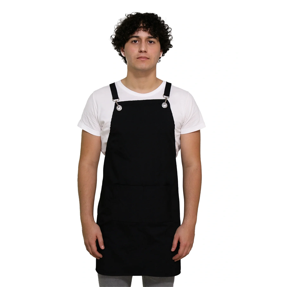 Barbanza Siyah Askılı Şef Önlüğü – Dayanıklı Kumaş, Mutfak ve Barista Önlüğü SİYAH STD