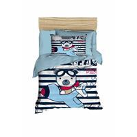 Yenidoğan Erkek Bebek Nevresim Takımı %100 Pamuklu Bear Pilot