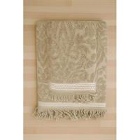 2 Parça Jakarlı Banyo Havlu Takımı %100 Pamuklu 90x150 Cm Arden Bej