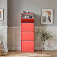 Flat Duo 4 Katlı Ayakkabılık-Kırmızı 51x157x26 cm (GxYxD)