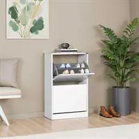 Flat Duo 2 Katlı Ayakkabılık Mat Beyaz 51x84x26 cm (GxYxD)