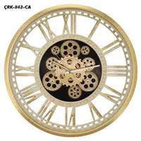Emores Plastik Kasa Çarklı Duvar Saati 52 cm - Gold/Siyah