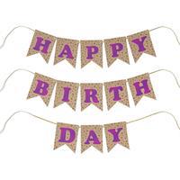 Happy Birthday Harf Afiş -Kraft Mor