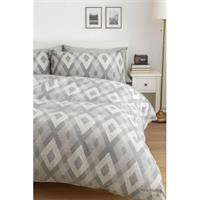 Mira Home İç İçe Baklava Desen Gri Pamuklu  Nevresim Takımı