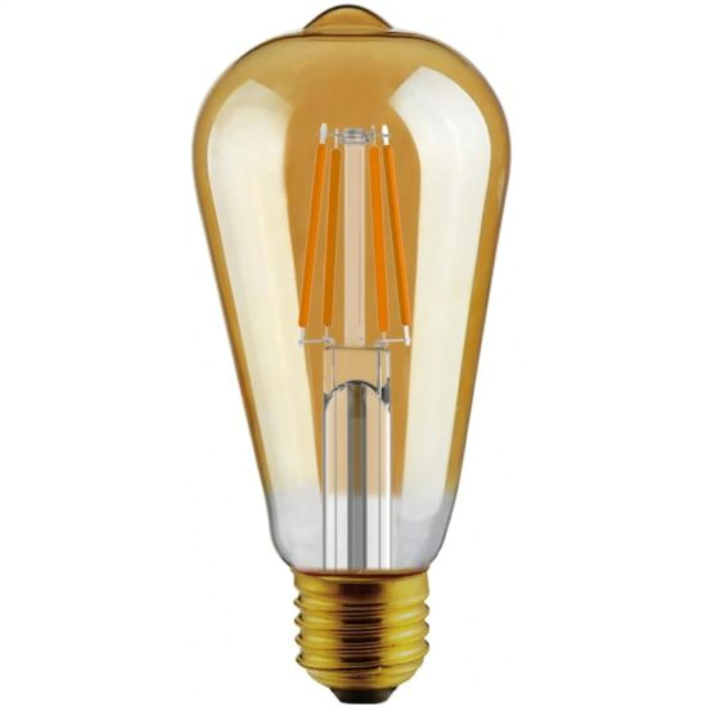 6W E27 ST64 Flamanlı Rustik Led Ampül 2700K Amber