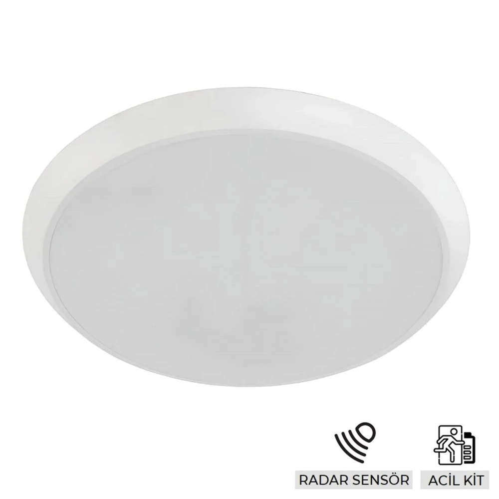 ACK 30 Cm Tavan Led Pvc Glop Armatür Radar Sensör + Kit Beyaz