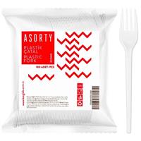 Asorty Eco Plastik Çatal 100 Adet - Beyaz