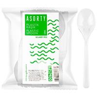 Asorty Lüks Plastik Kaşık 50 Adet - Şeffaf