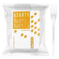 Asorty Uzay Plastik Çatal 50 Adet - Şeffaf