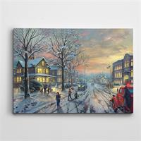 Kırmızı Araba Karlı Yollar - 70 X 100 CM