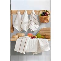 6 lı Luna Naturel Mutfak Havlu Seti %100 Pamuklu 30X50 Cm Krem