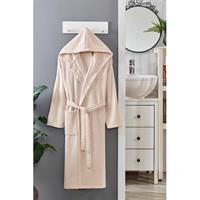 Kapüşonlu Unisex Banyo Bornozu %100 Soft Pamuklu Krem 3XL Krem