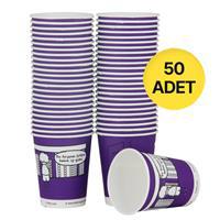 Ofix Karton Bardak Özel Baskılı 7 oz 180 ml 50 Adet - Mor