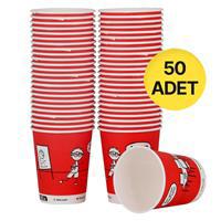 Ofix Karton Bardak Özel Baskılı 7 oz 180 ml 50 Adet - Kırmızı