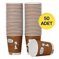 Ofix Karton Bardak Özel Baskılı 7 oz 180 ml 50 Adet - Kahverengi 