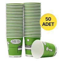 Ofix Karton Bardak Özel Baskılı 7 oz 180 ml 50 Adet - Yeşil