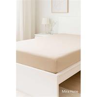 Çift Kişilik Düz Penye %100 Pamuklu Lastikli Çarşaf 180X200 Newsheet Bej