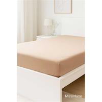 Çift Kişilik Düz Penye %100 Pamuklu Lastikli Çarşaf 160X200 Newsheet Kahverengi