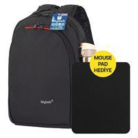 Mybek MB-ST-R620 Bölmeli Notebook Sırt Çantası - Siyah Alana + Mybek MP-X Mouse Pad 18x22 cm - Siyah Hediye