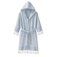 Kapşonlu Unisex Peştamal Plaj Bornozu %100 Pamuklu Marelina Mavi L