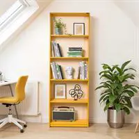Modern 5 Raflı Kitaplık - Sarı 64x182x26 cm (GxYxD)