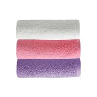 3 lü Düz Renk El Yüz Havlu Seti %100 Pamuklu 50x90 Cm Mor-Pembe-Beyaz