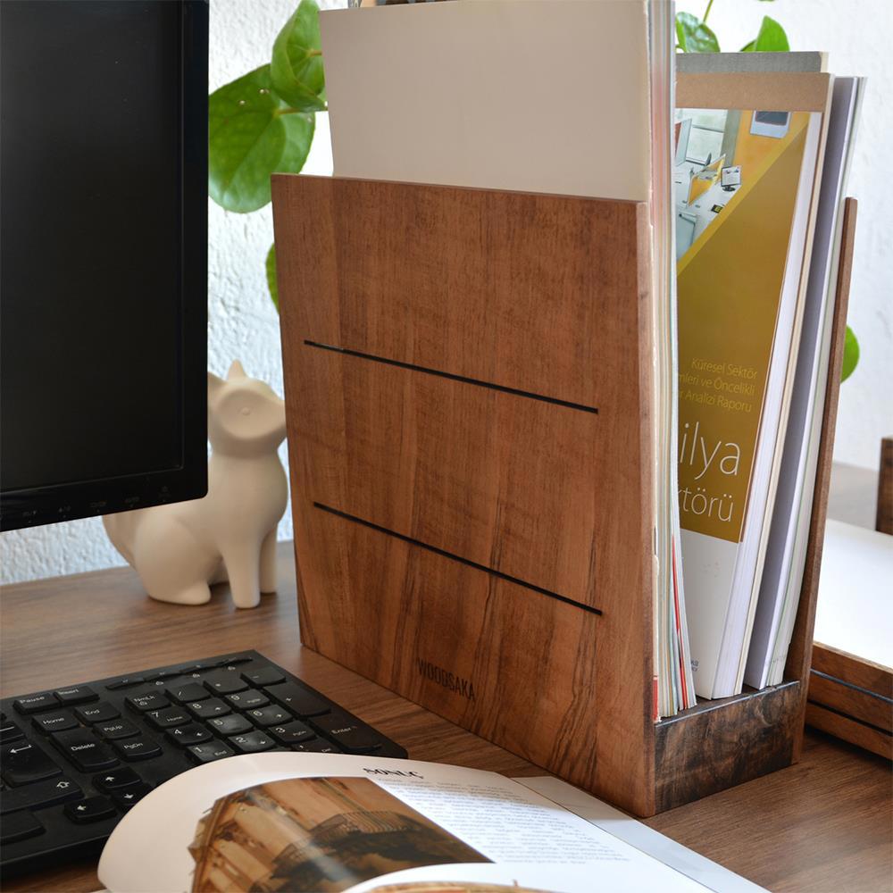 Woodsaka 3L376 3Line Ahşap 3 Bölmeli Masaüstü Organizer
