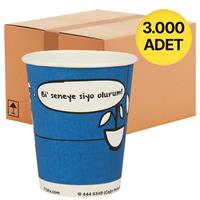 Ofix Karton Bardak Özel Baskılı 7 oz 180 ml 3000 Adet - Mavi - 1 Koli