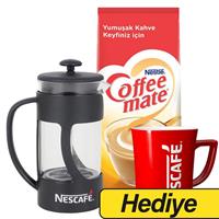 Nestle Coffee Mate Kahve Kreması 900 g Alana French Press ve Kupa Bardak Hediye