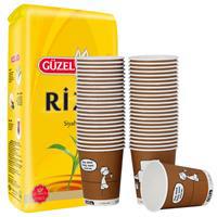 Güzel Çay Rize Dökme Çay 1 kg Alana Ofix Karton Bardak Özel Baskılı 7 Oz Kahverengi Hediye