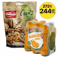 Beypazarı Maden Suyu Mandalina Aromalı Cam Şişe 200 ml x 6 Adet Alana Tadım Çiğ Ceviz İçi 150 g BEDAVA