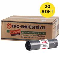 Koroplast Eko Endüstriyel Çöp Poşeti Battal Boy 72 x 95 cm 10 Adet x 20 Rulo - Siyah (Koli)