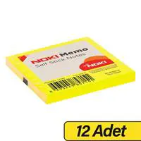 Noki Memo 12133 Yapışkanlı Not Kağıdı 75 x 75 mm 80 Yaprak - Limon Sarısı x 12 Adet