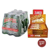 Beypazarı Maden Suyu Cam Şişe 200 ml x 24 Adet + Züber Fıstrık Yer Fıstıklı Kuruyemiş Bar 30 g x 15 Adet