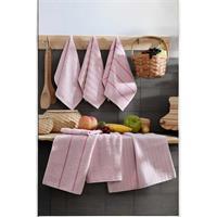 6 lı Luna Naturel Mutfak Havlu Seti %100 Pamuklu 30X50 Cm Pudra