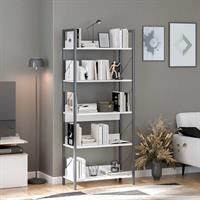 Profile 5 Raflı Kitaplık Diamond Beyaz / Siyah 73x172x35 cm