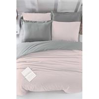 Çift Kişilik Lastikli Çarşaflı Nevresim Takımı Pamuklu Four Season Pudra Gri