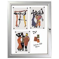 Snapper İlan Panosu Manyetik Zeminli Kilitli Poster Ölçüsü A4 x 4 - Metalik Gri