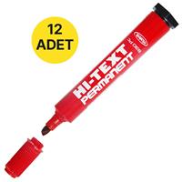 Hi-Text 830C Koli Kalemi Kesik Uçlu Permanent 12 Adet - Kırmızı