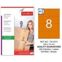 Tanex TW-2374 Yazıcı Etiketi 105 x 74.3 mm (5 x 800 Adet) 4.000 Adet - Turuncu