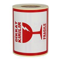 Ekstrafix Dikkat Kırılır Etiketi Sarım Rulosu 10 x 10 cm 250 Adet - Kırmızı