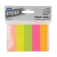 MAS 3665 Yapışkanlı Kağıt Ayraç 15 x 50 mm 5 x 100 Yaprak - Karışık Neon Renk