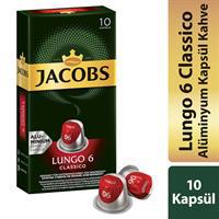 Jacobs Lungo 6 Classico Nespresso Uyumlu Kapsül Kahve 10 Adet