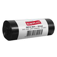 Koroplast Eko Endüstriyel Çöp Poşeti Orta Boy 55 x 60 cm 20 Adet - Siyah